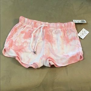 Pink and white tie dye cloth shorts